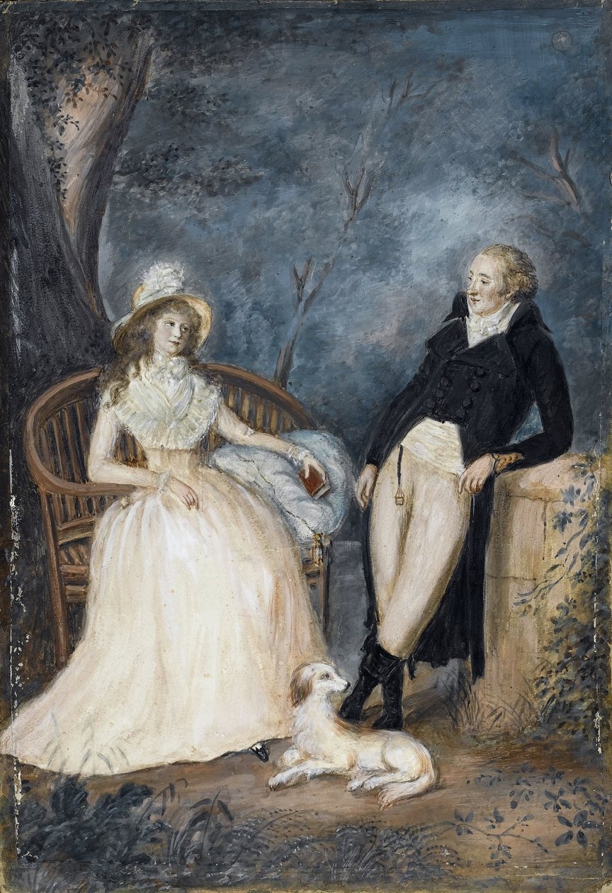 Charlotte von Stein and Johann Wolfgang von Goethe in Conversation by German School