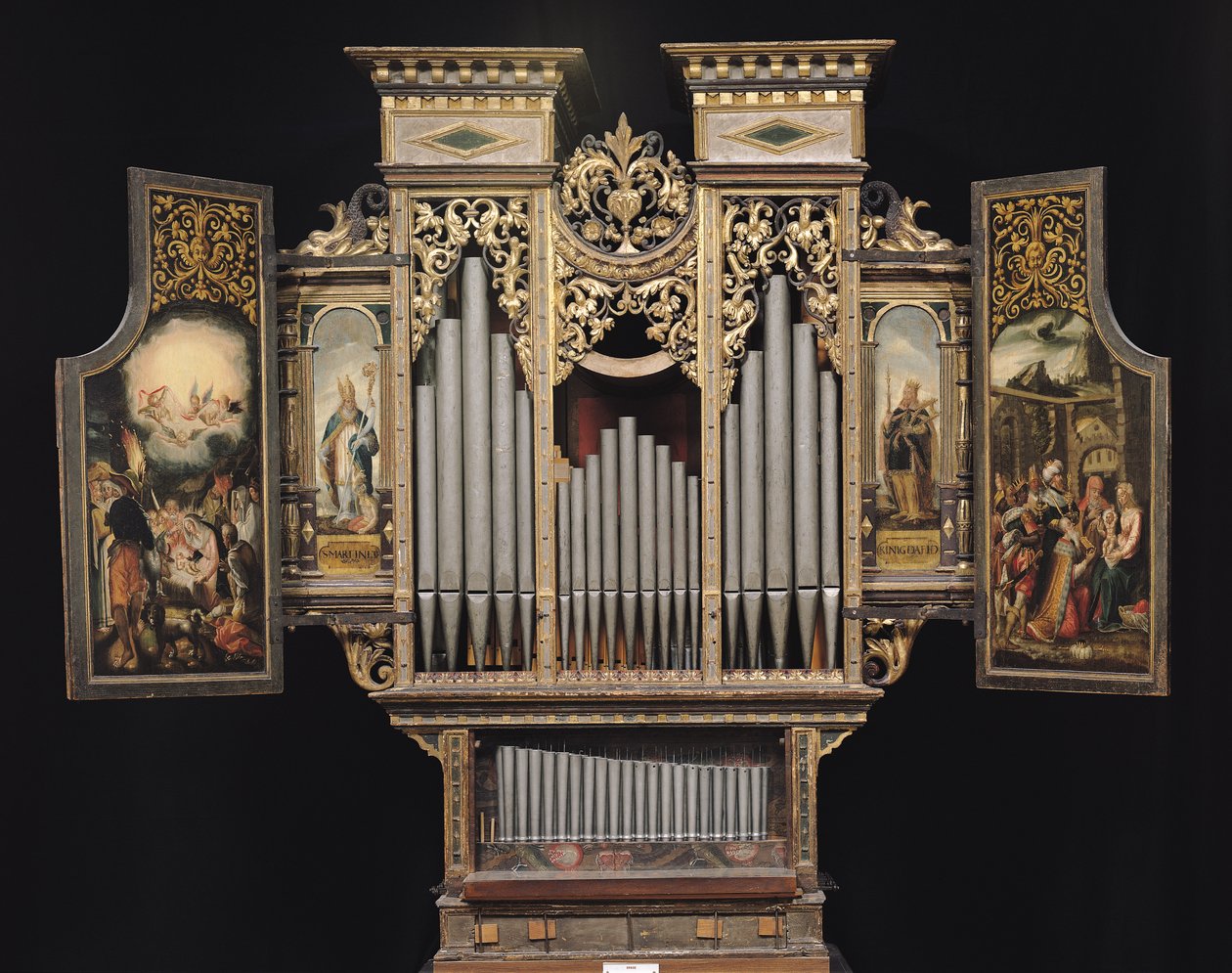 Choir organ with open panels by German School