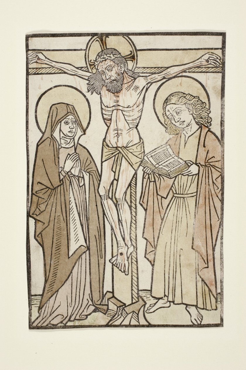 Christ on the cross between Mary and Saint John by German School