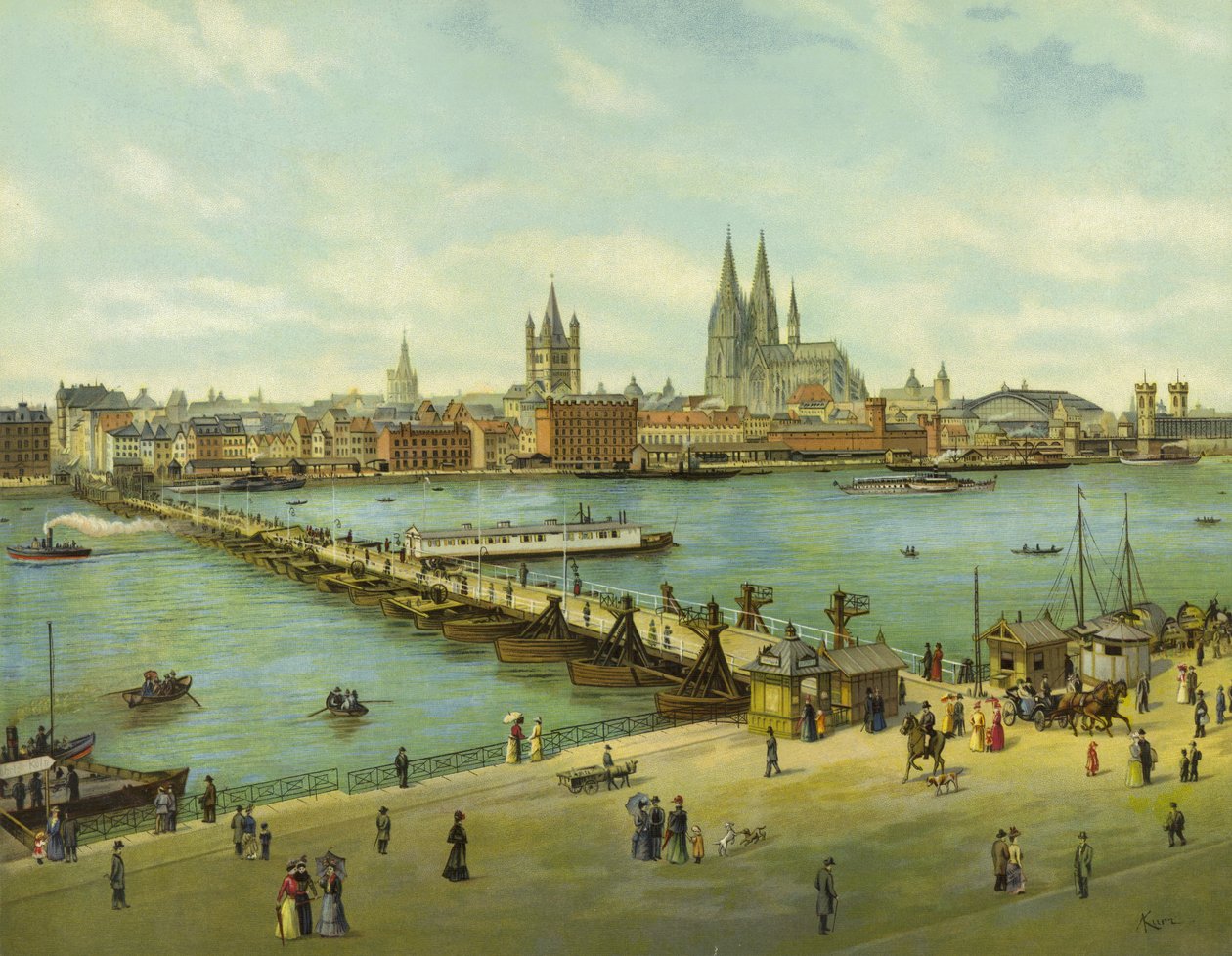 Cologne, River Rhine by German School