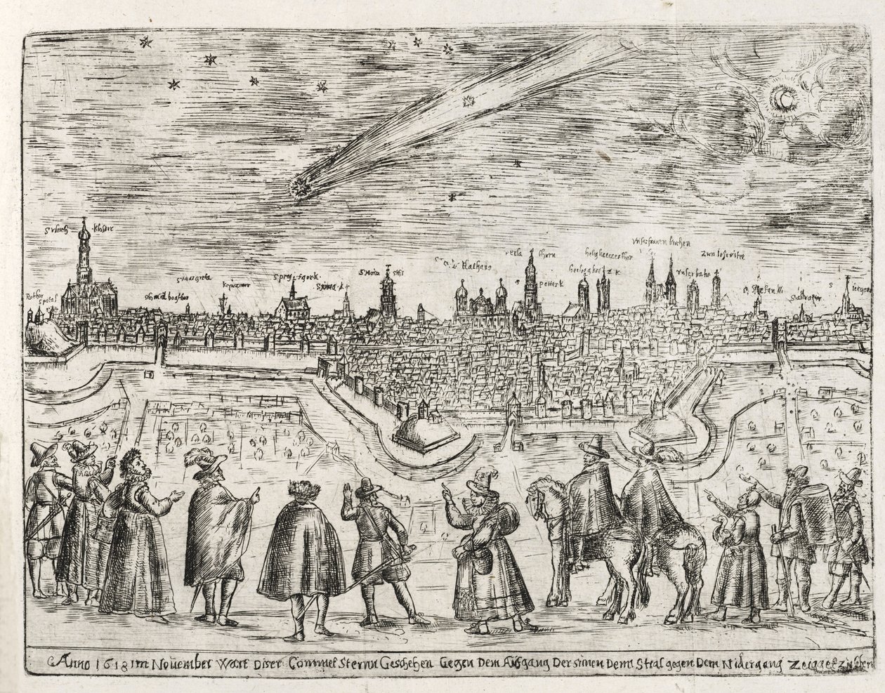 Comet Seen Over Augsburg End of November 1618, from Cometen Historia, Published 1618 by German School