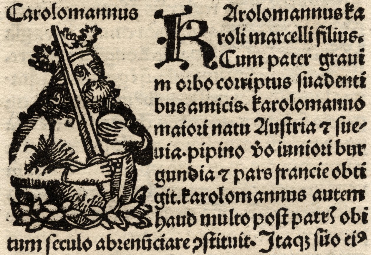 (detail) depicting Charlemagne pre-1500 by German School