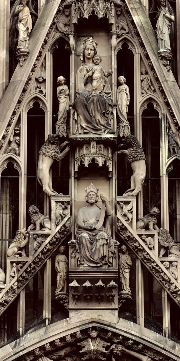 Detail of the Virgin and Child, from the Gable Above the Central Portal on the West Facade by German School
