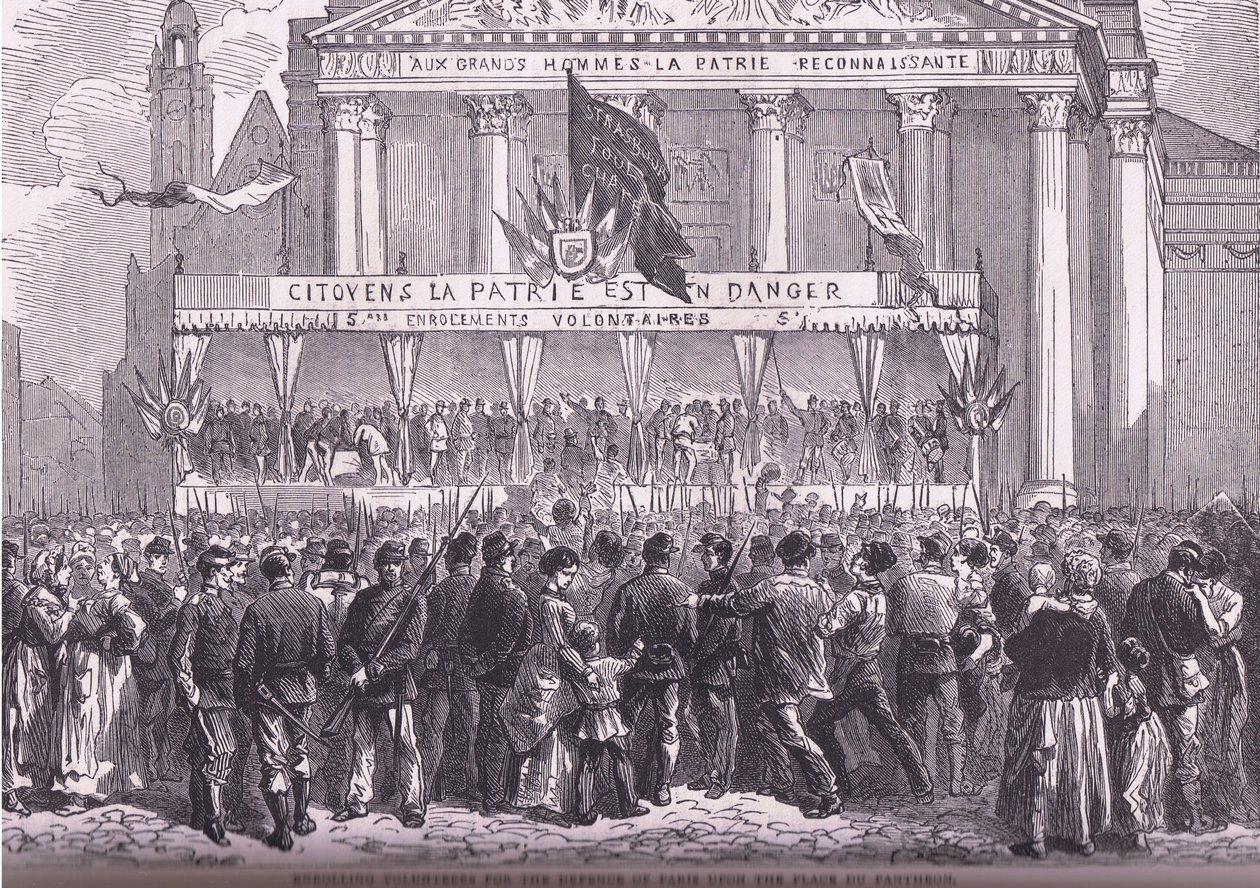Enrolling volunteers for the defence of Paris, Cassells History of the War between France and Germany published by Cassell and Company Limited, c.1890 by German School