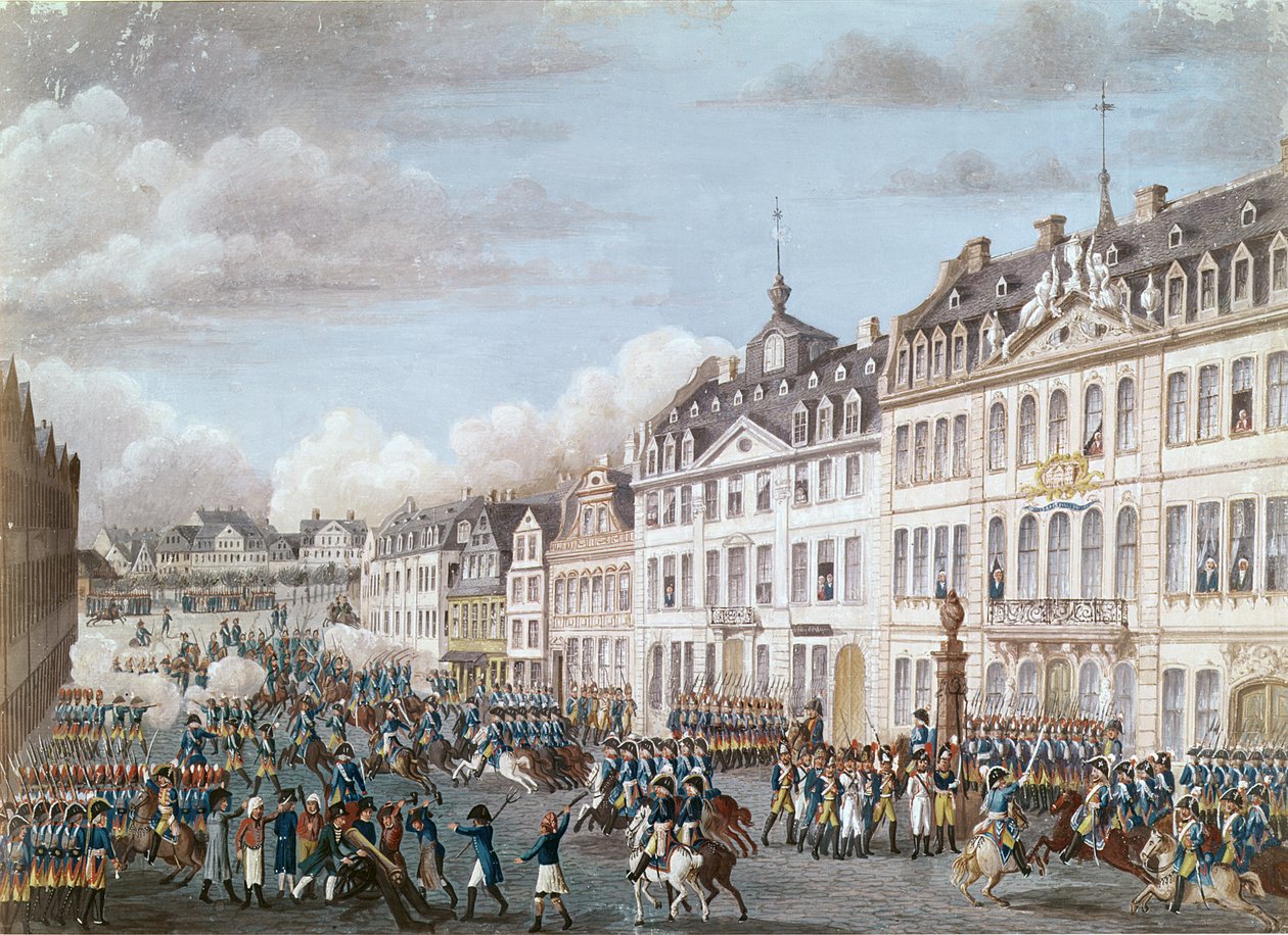 Entry of the United Troops of Prussia and the Hesse to Frankfurt, 2nd December 1792 by German School