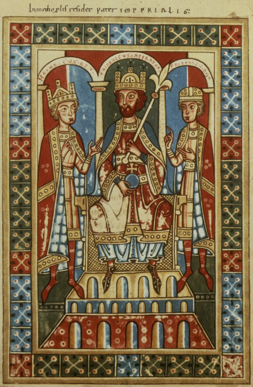 Frederick I with His Two Sons King Henry VI and Duke Frederick, c.1180 by German School