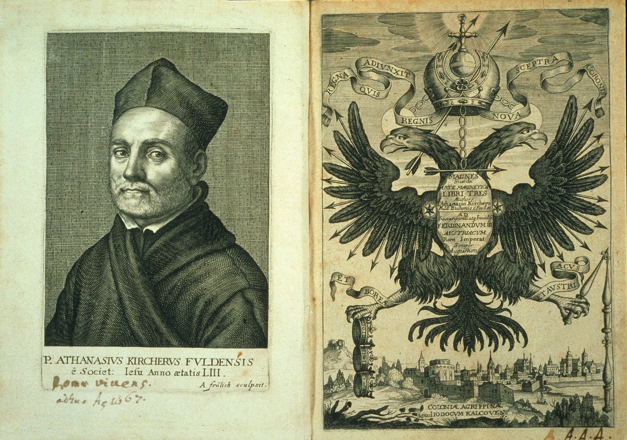 Frontispiece to Magnes sive de Arte Magnetica Opus Tripartitum by Athanasius Kircher, 1643 by German School