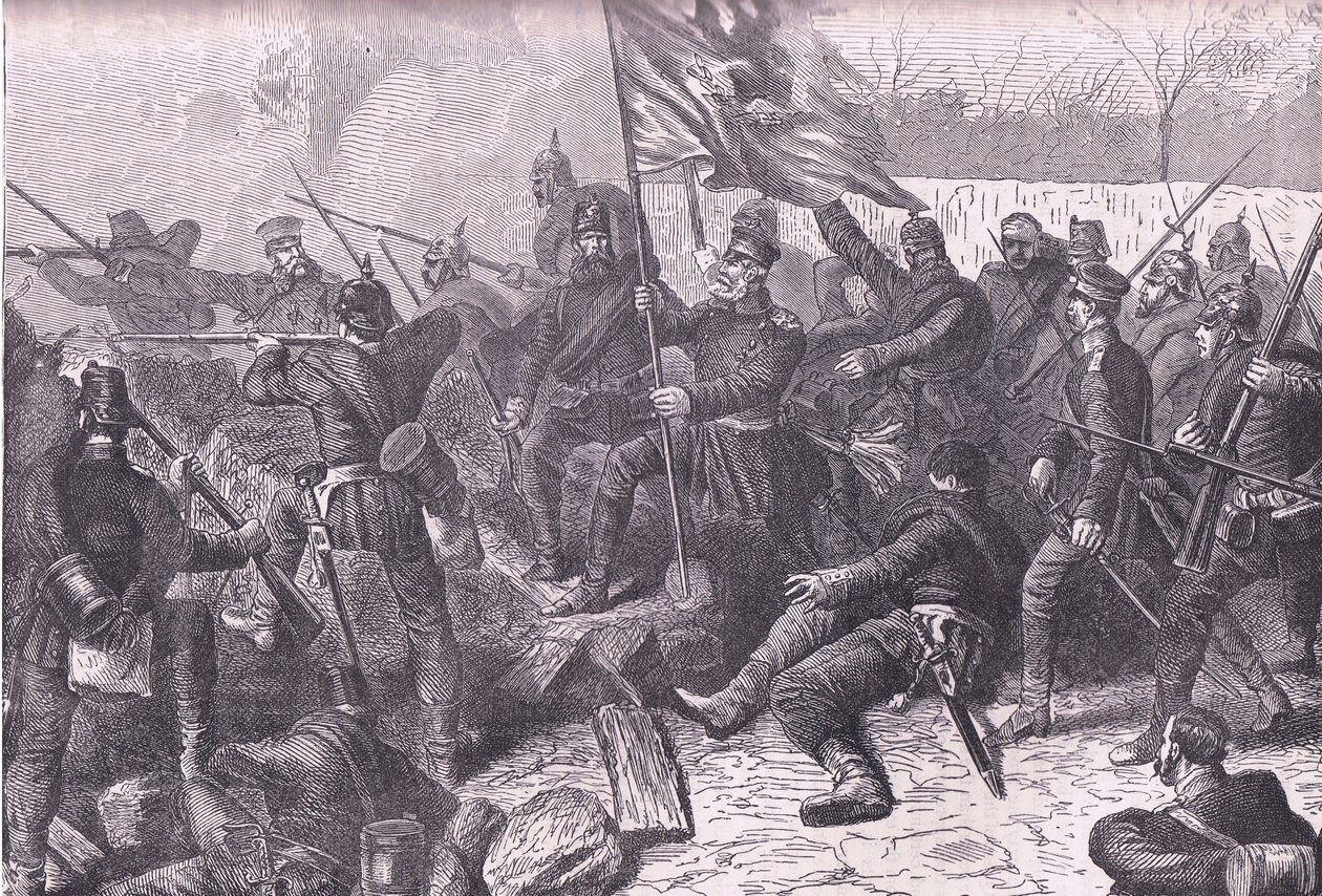 General von Budretzky leading the attack on Le Bourget, Cassells History of the War between France and Germany published by Cassell and Company Limited, c.1890 by German School