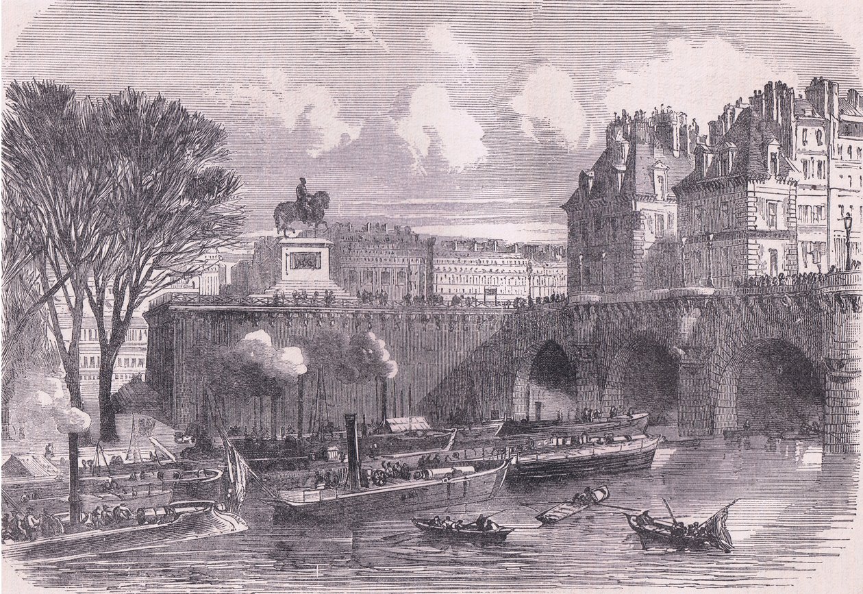 Gun Boats on the Seine by German School