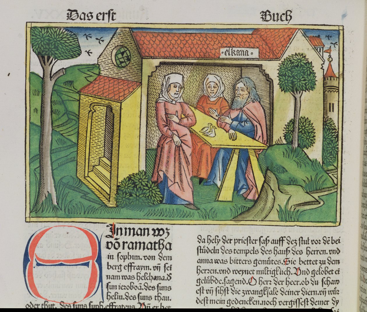 I Samuel 1:8 Elkanah comforts Hannah, from the Nuremberg Bible by German School