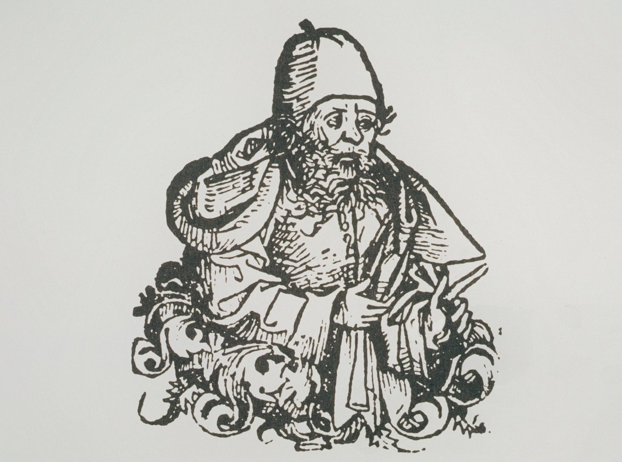 Ideal Portrait of Guido Bonatti, Copy of an Illustration from Liber Chronicarum by Hartmann Schedel, 1493, used in A History of Magic late 19th Century by German School