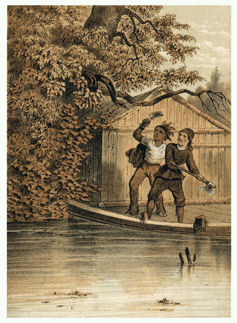 Illustration of the conquest of the Amazon River by Europeans. in 