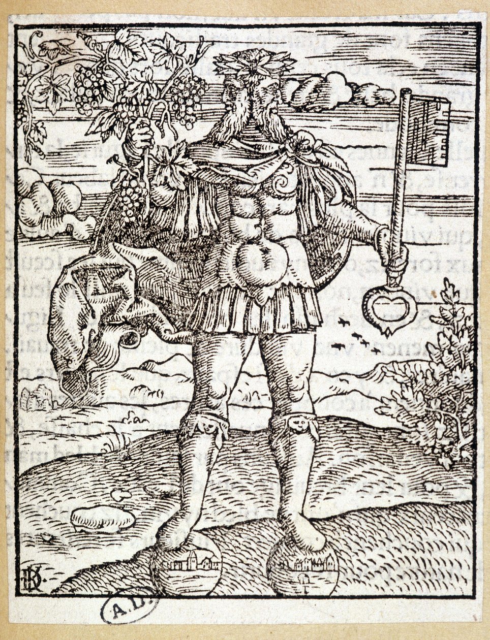 Janus (with a key in one hand and a vine branch in the other) - Germany by German School