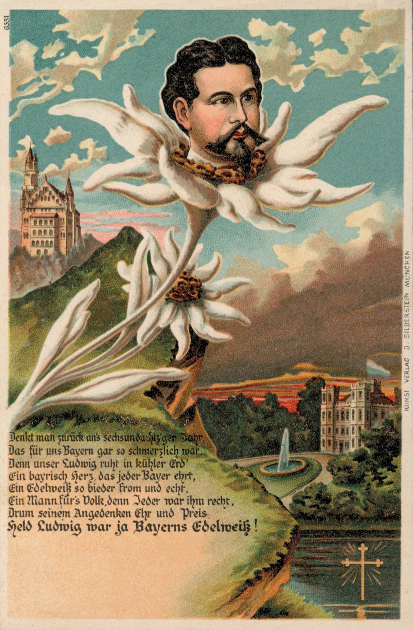 King Ludwig II of Bavaria Depicted as an Edelweiss by German School