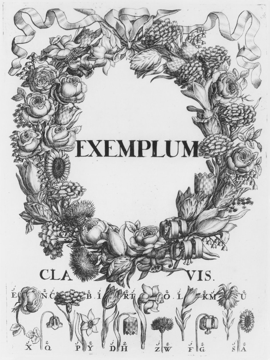 Language of flowers, illustration from Cryptographia, oder geheime Schrifften by Johann Balthasar Friderici, published in Hamburg, 1685 by German School