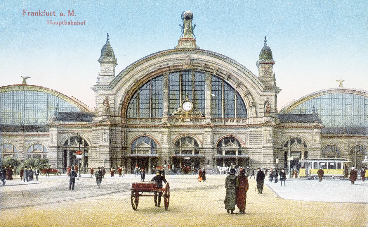 Main Railway Station at Frankfurt am Main, c.1910 by German School