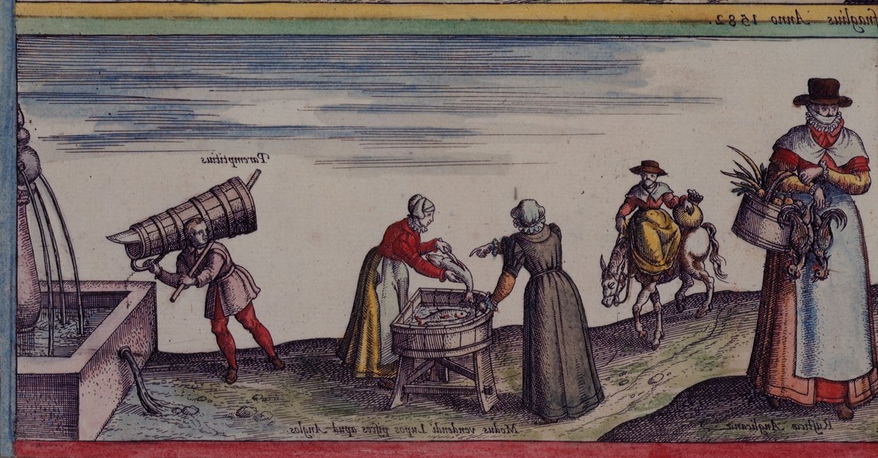 Women cutting fish, from 