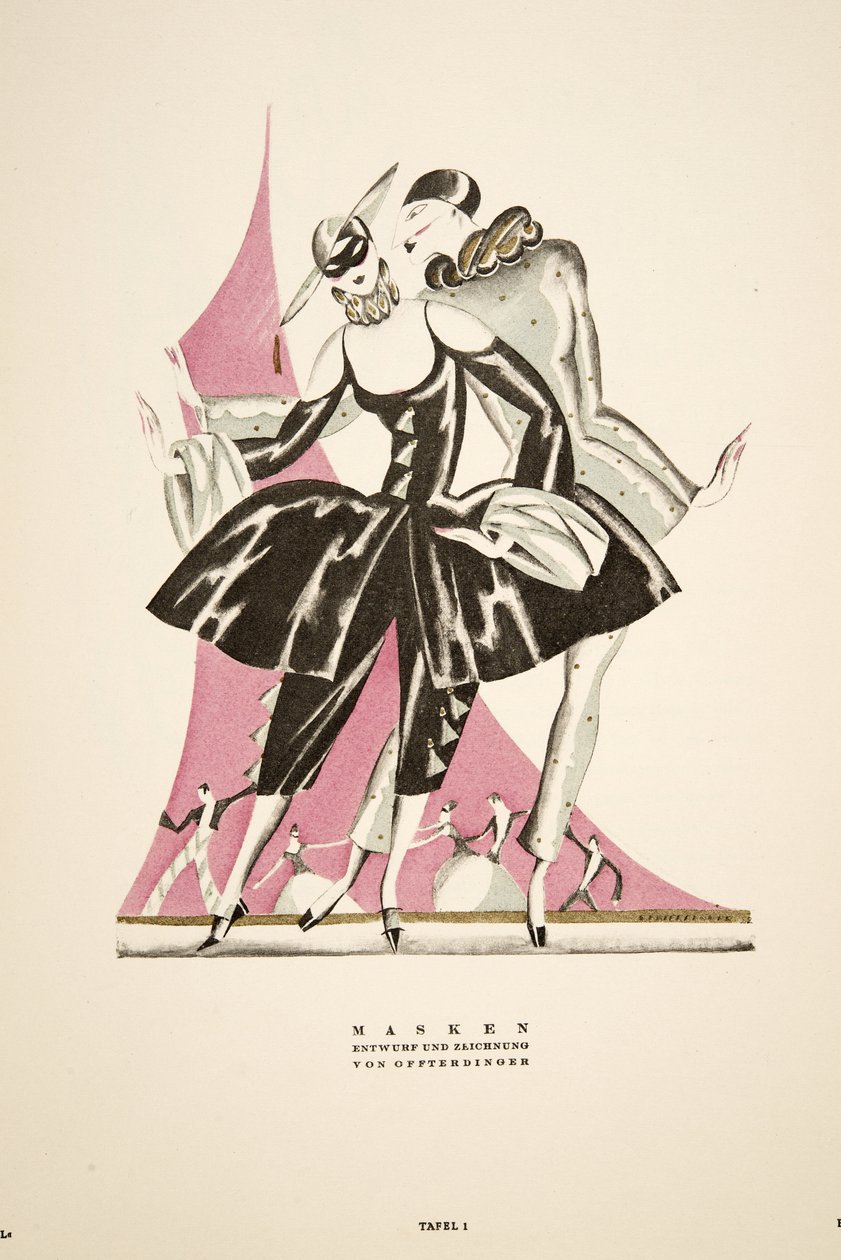 Masks: designed and drawn by Offterdinger, from Styl, pub.1922 by German School