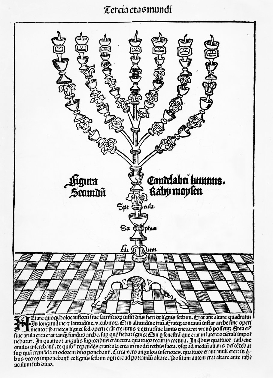 Menorah, from Liber Chronicarum by Hartmann Schedel, published in Nuremberg by German School