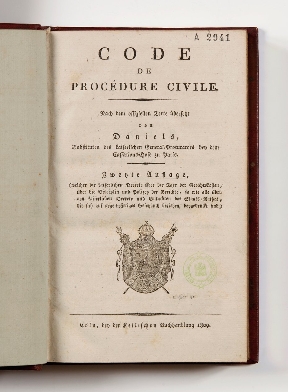 Napoleonic Code of Civil Procedure for the French Departments of the Rhine Left Bank by German School