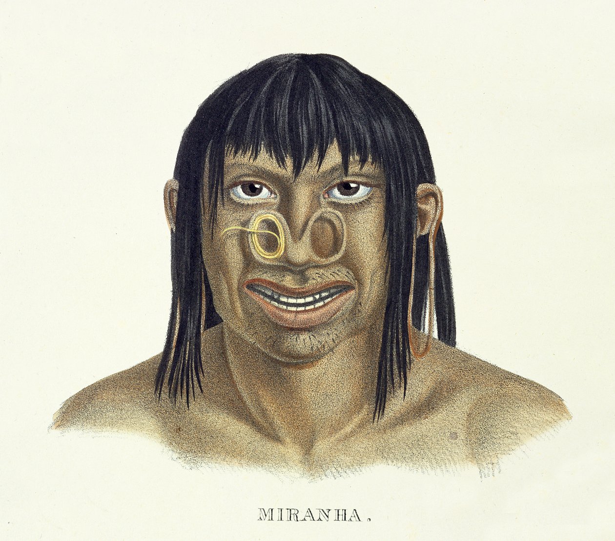 Native Man of the Miranha Tribe, with Nose Decoration, from Atlas of a Journey in Brazil by Johann Baptist von Spix and Karl Friedrich Philipp Martius, published c.1835-50 by German School