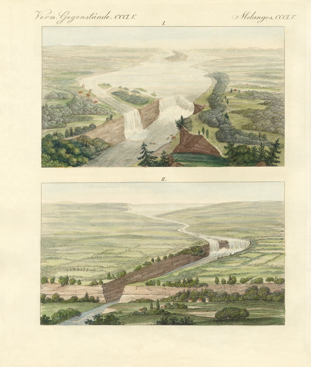 Over the Niagara Falls and its setting by German School