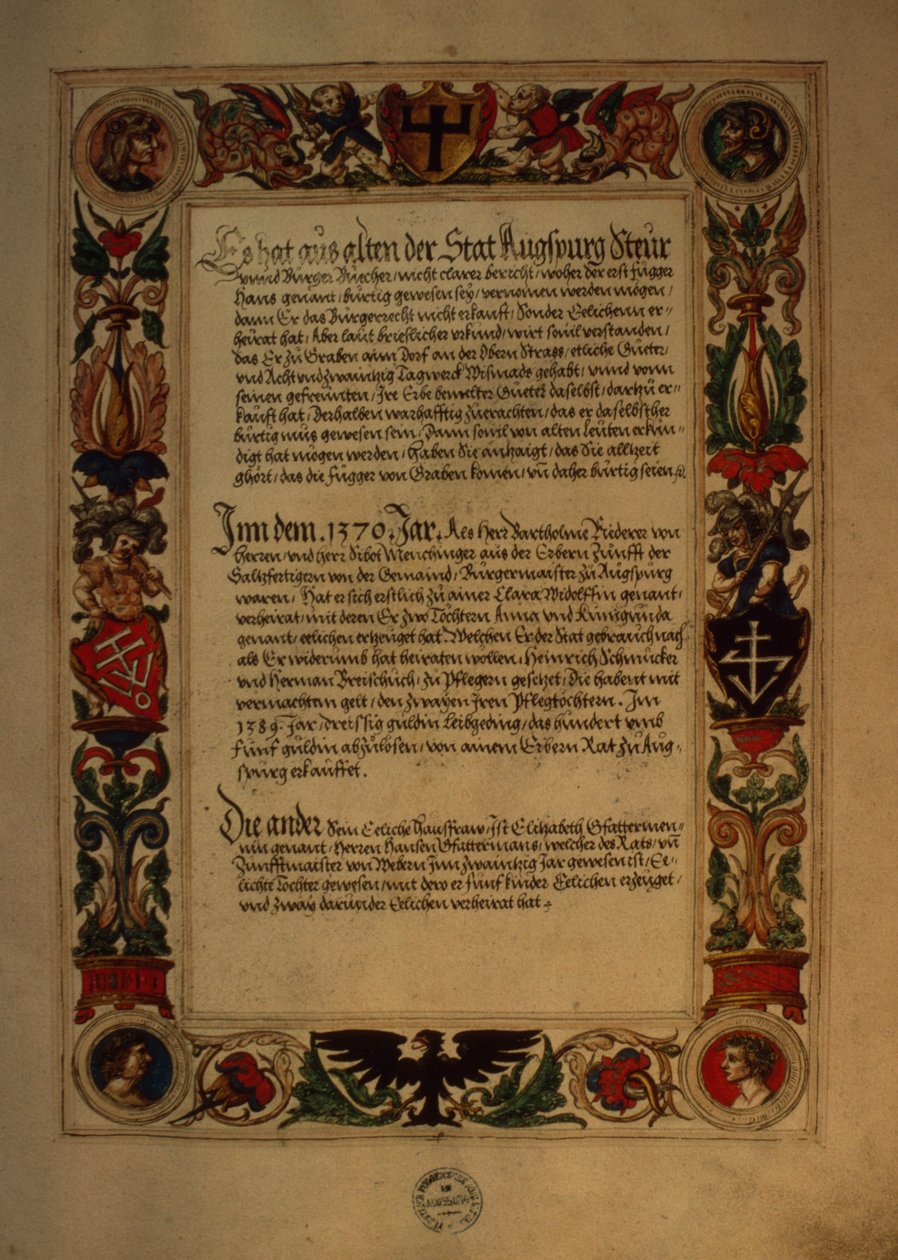 Page from the Geheim Ehrenbuch des Fuggerschen Geschlechts by German School