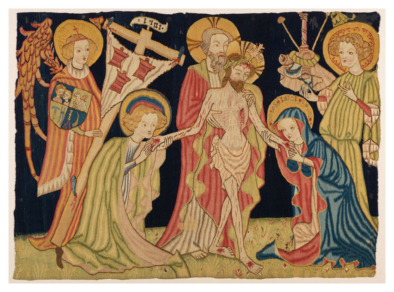 Part of Altar Frontal Tapestry Depicting the Holy Trinity, the Virgin, St John and Two Angels, from Nuremberg, c.1420 by German School