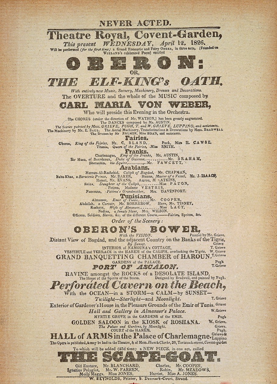 Playbill of the first performance of 