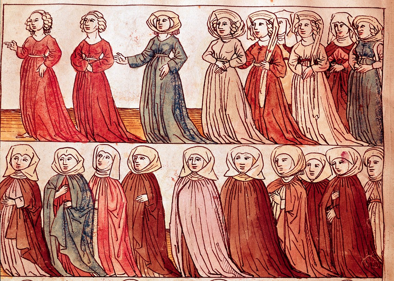 Procession of women of Boheme. Miniature from 