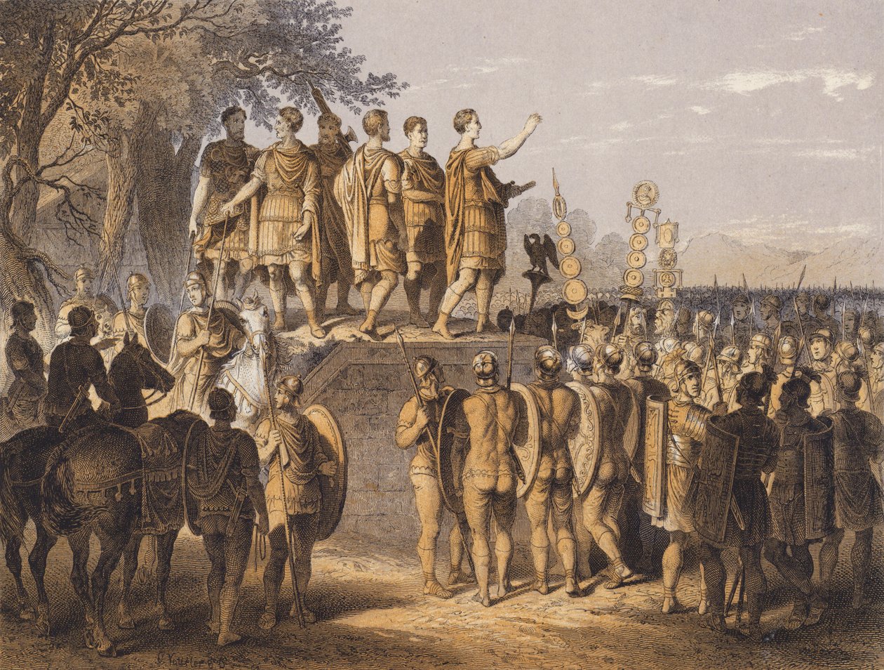 Roman Leader Addressing His Army by German School