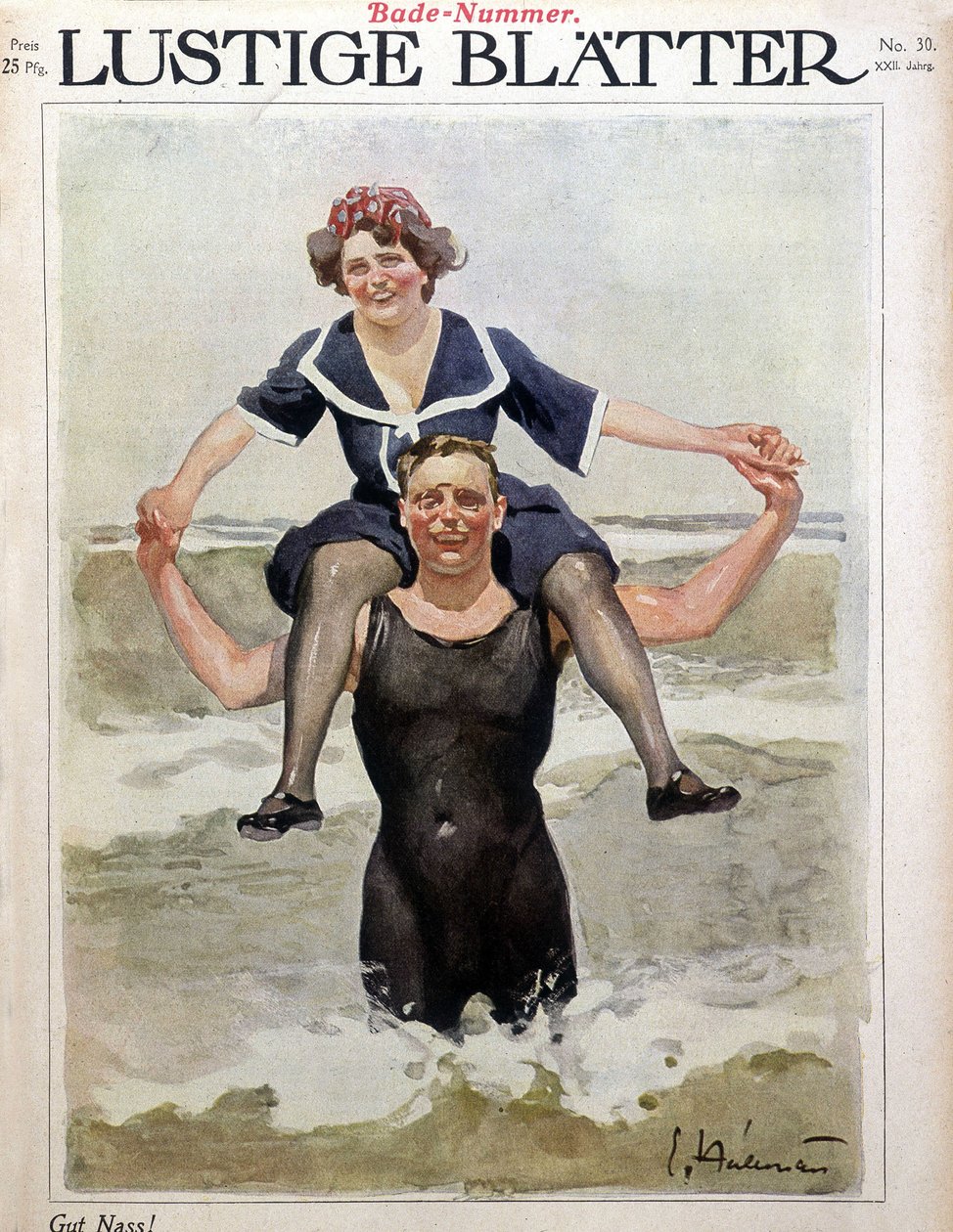 Sea bath: a couple in the waves - in 