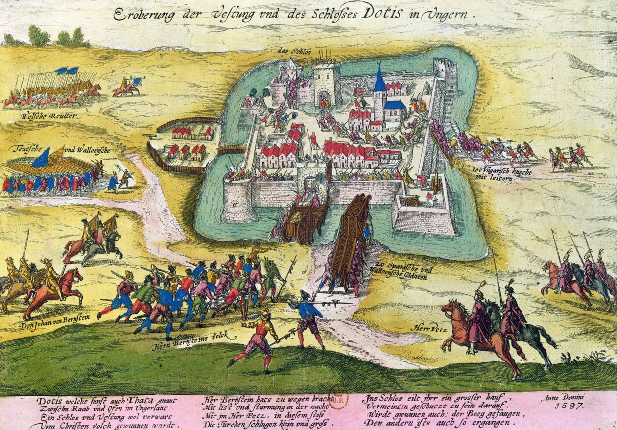 Siege of the Castle of Tata in 1597 by German School