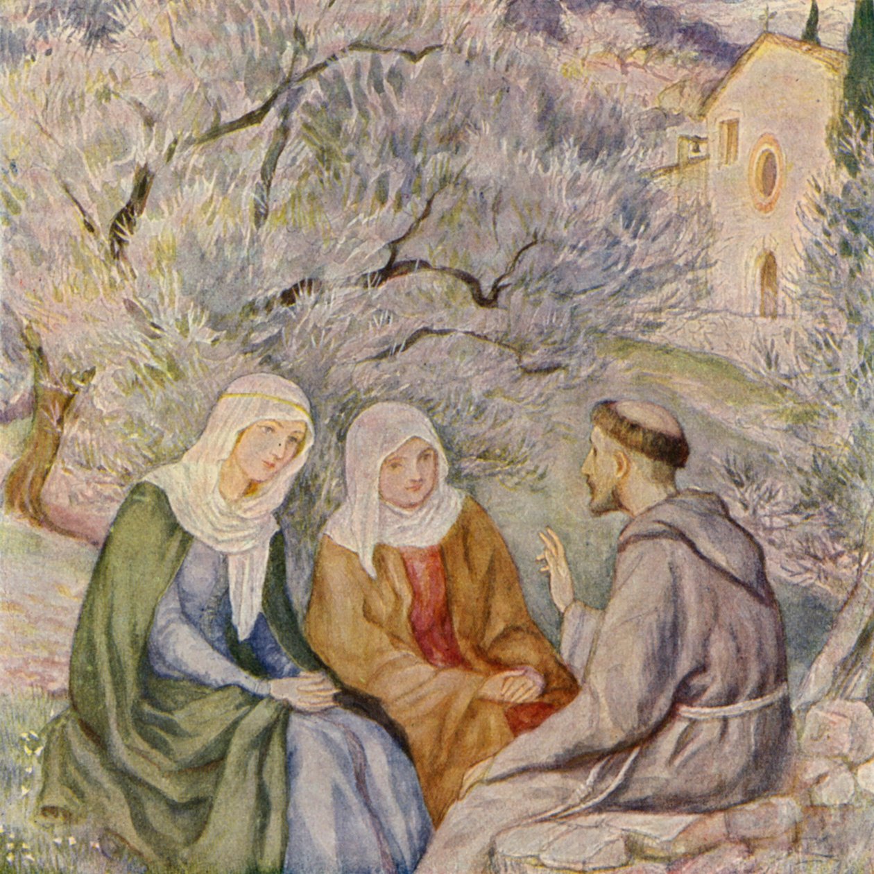 St Francis and the Calling of St Clare of Assisi by German School