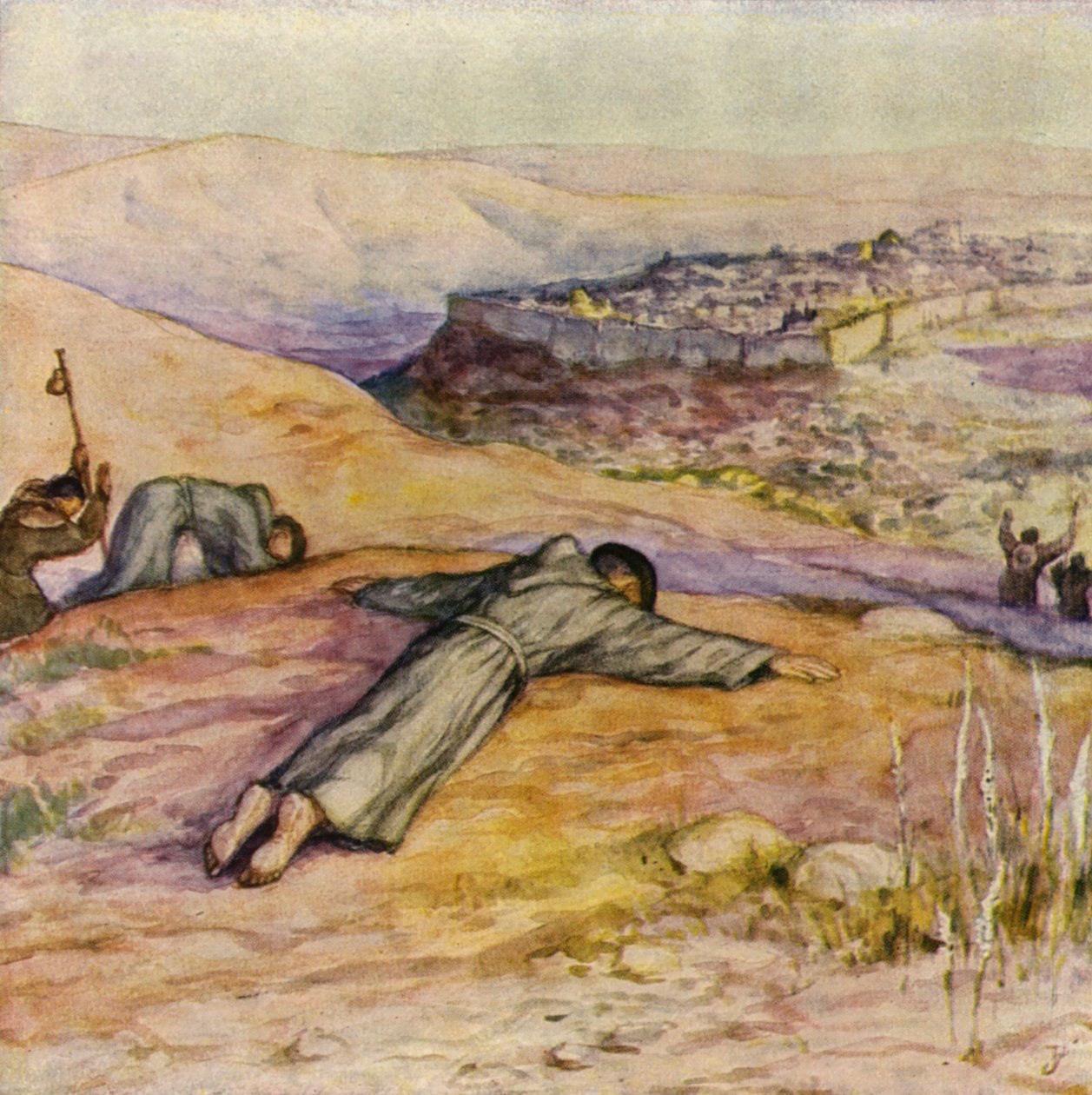 St Francis Arriving at Jerusalem by German School