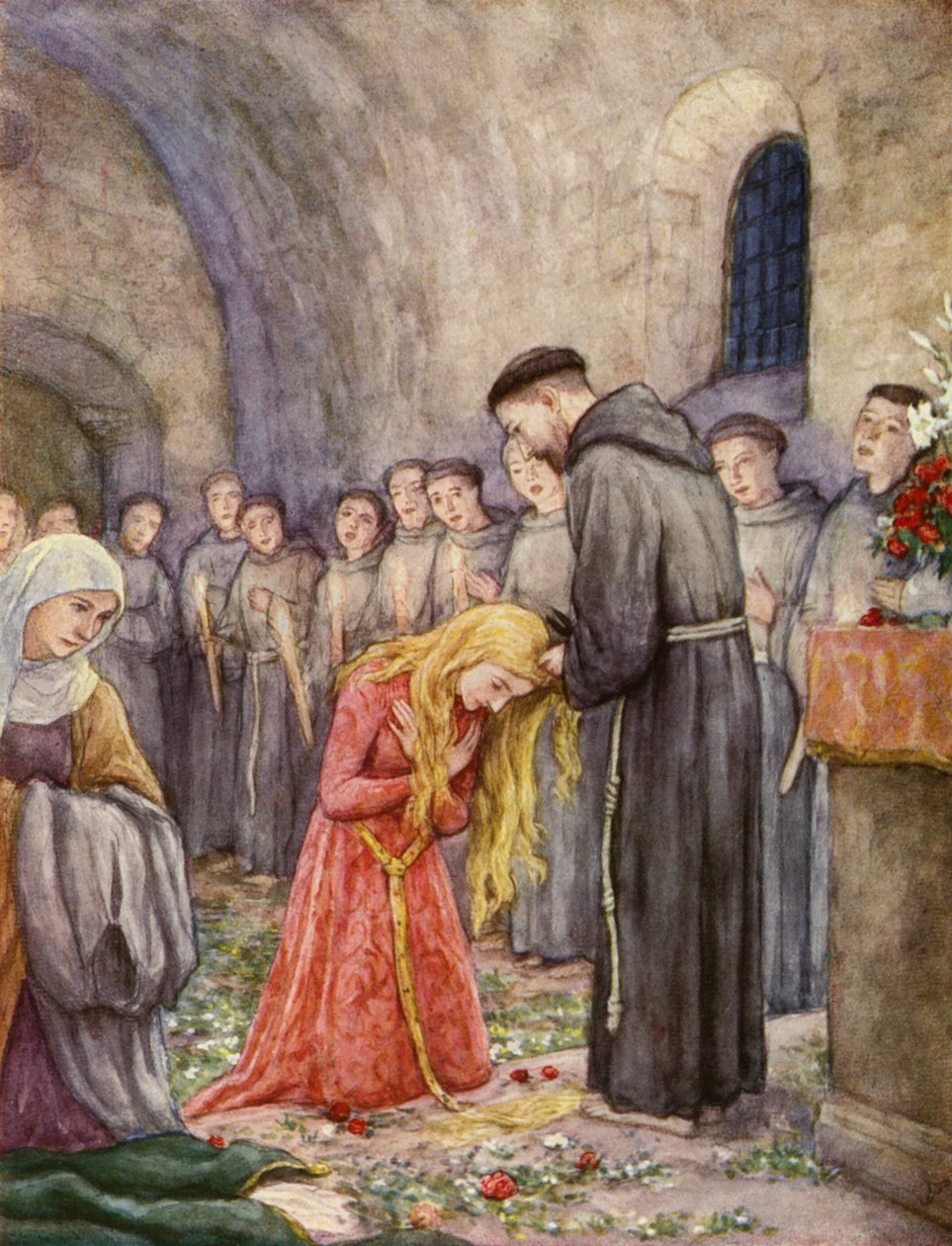 St Francis Cutting the Hair of St Clare of Assisi by German School