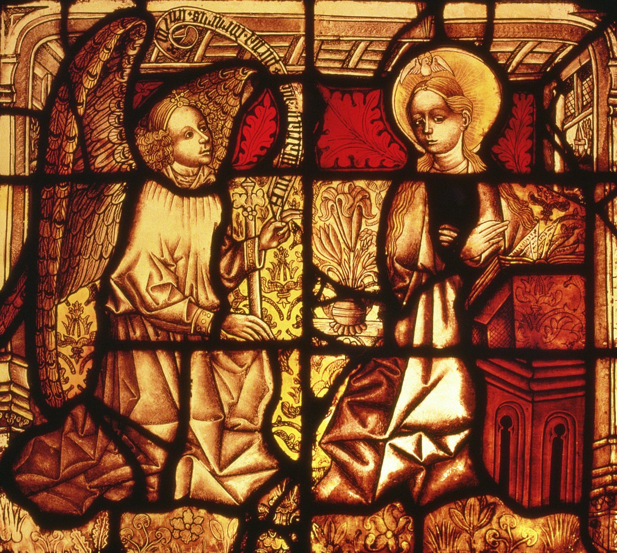 Stained glass window depicting the Annunciation, German, c.1450 by German School