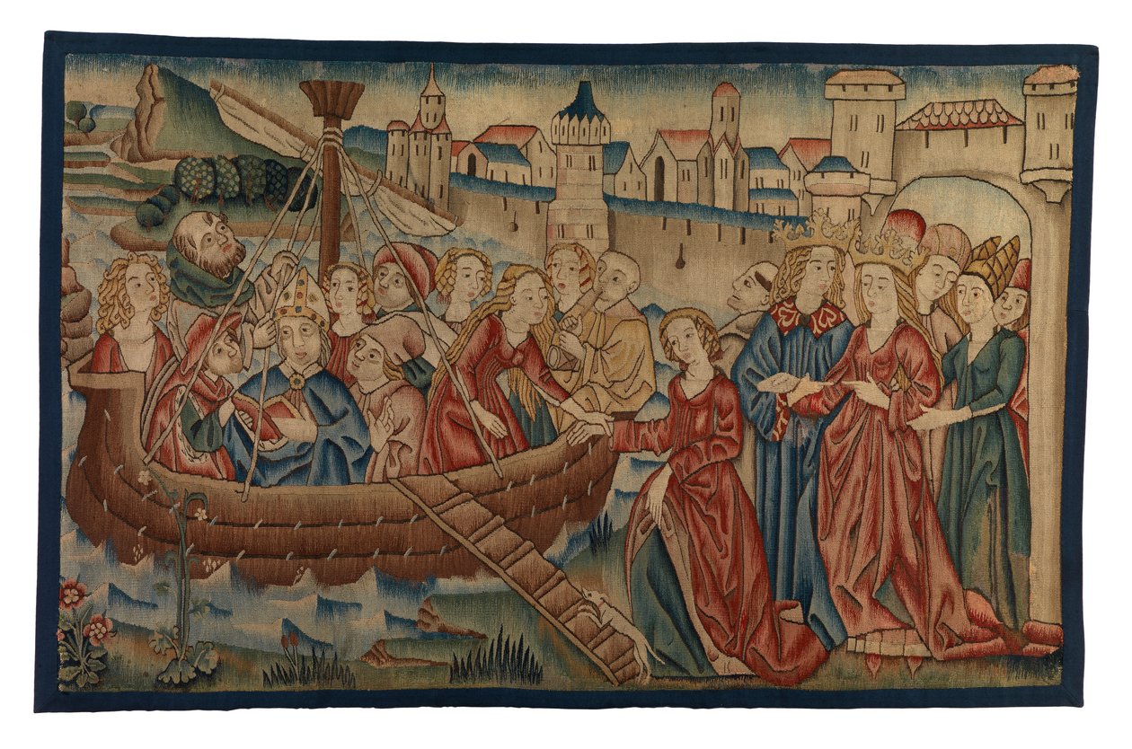 Tapestry Panel Depicting the Meeting of St Ursula and Prince Artherius in Mayence, from Middle Rhineland, End of 15th Century by German School
