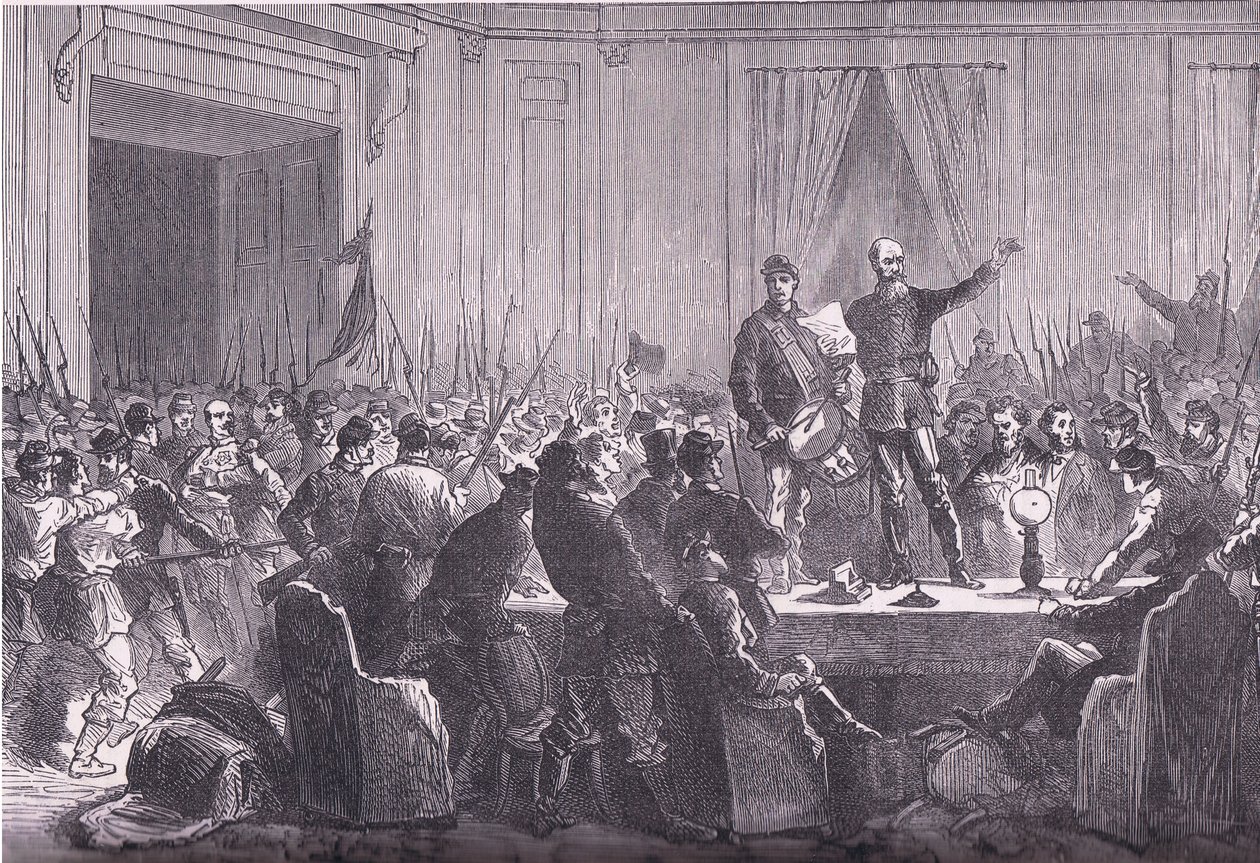 The 106th Battalion of National Guards delivering Trochu at the Hotel De Ville by German School