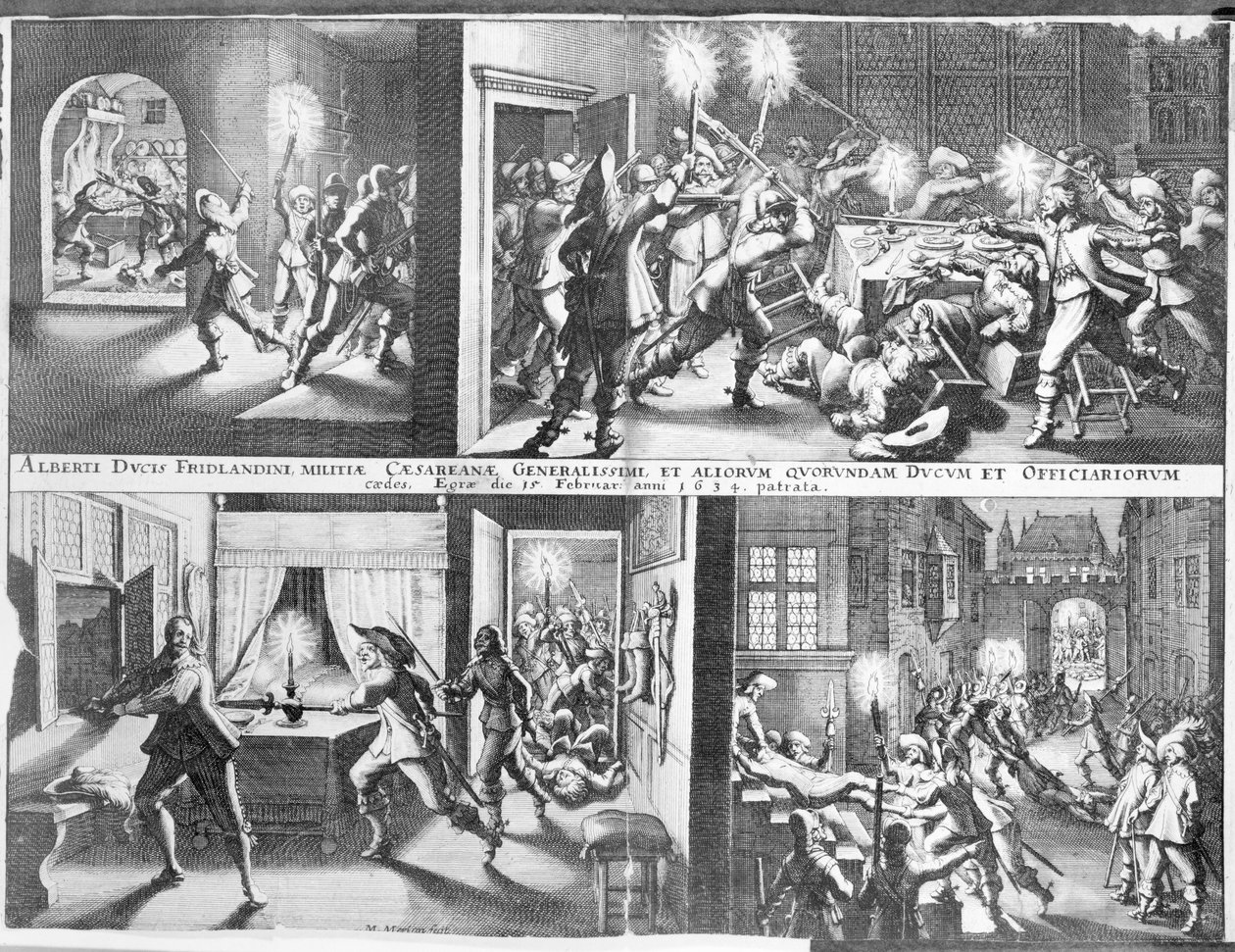 The Assassination of Albrecht von Wallenstein (1583-1634) at Eger by a Force of Irish and Scottish Officers Under the Command of General Butler, 25th February 1634 by German School