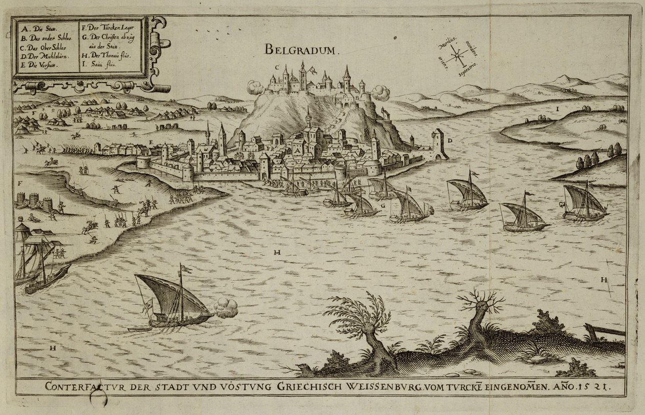 The Fall of Belgrade to the Turks in 1521, Illustration from a Book on the Ottoman Campaigns in Europe, Engraved by Paul Furst by German School
