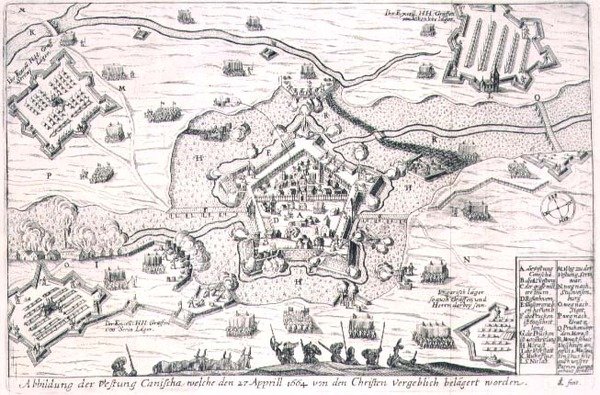 The Fortress of Canischa besieged in vain by the Christians in 1664, illustration from a book on the Ottoman campaigns in Europe, engraved by Paul Furst by German School