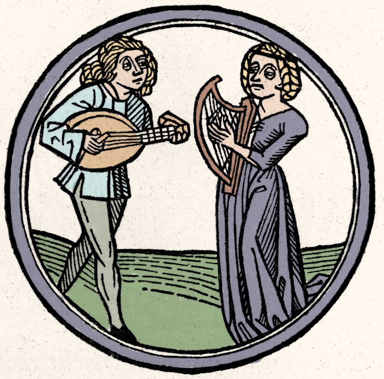 The Four Temperaments: Phlegmatic. Xylography, Augsburg 1480