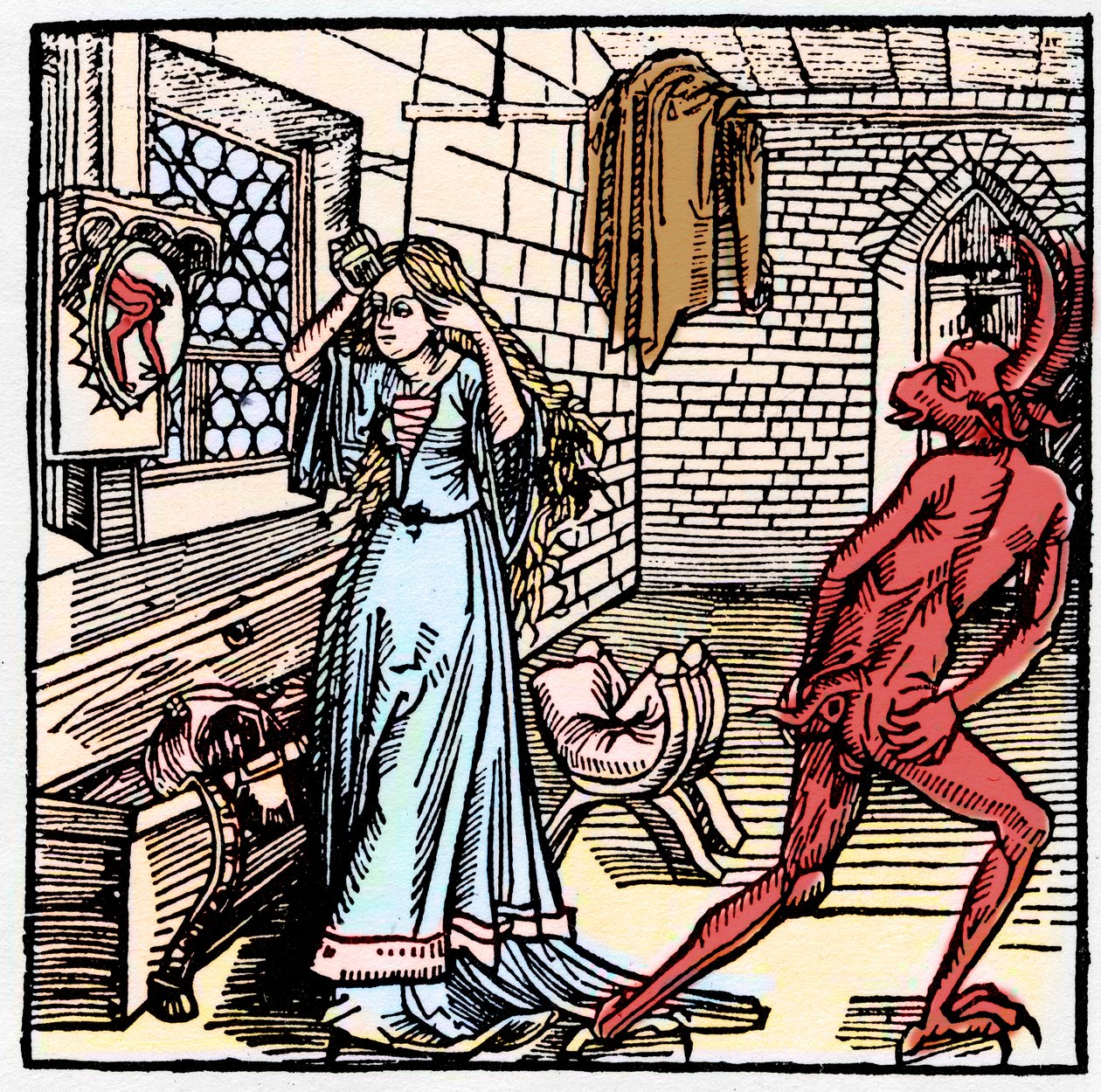 The Lady Admiring Herself in the Mirror Sees Only a Reflection of the Demon