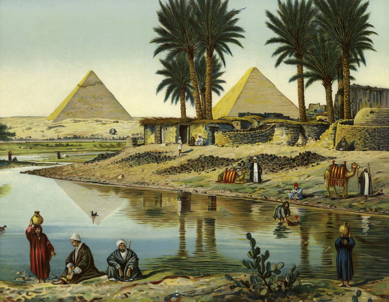 The pyramids of Giza by German School