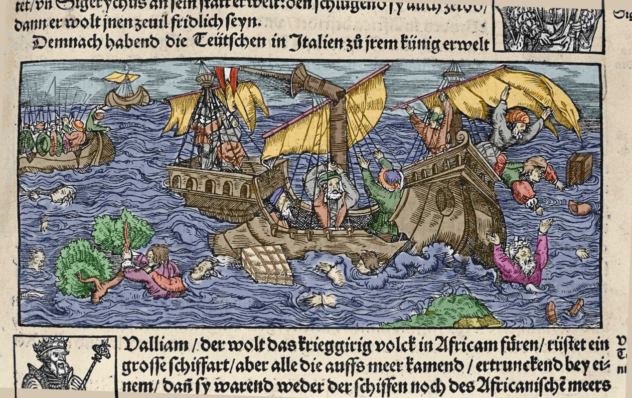 The shipwreck. Engraving from 