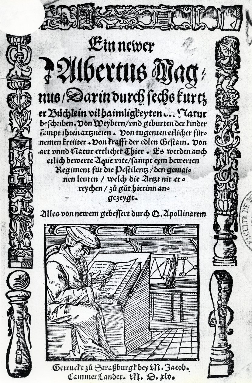 Title Page for a New Albertus Magnus: six short books describing many of the secrets of nature, published 1514 by German School