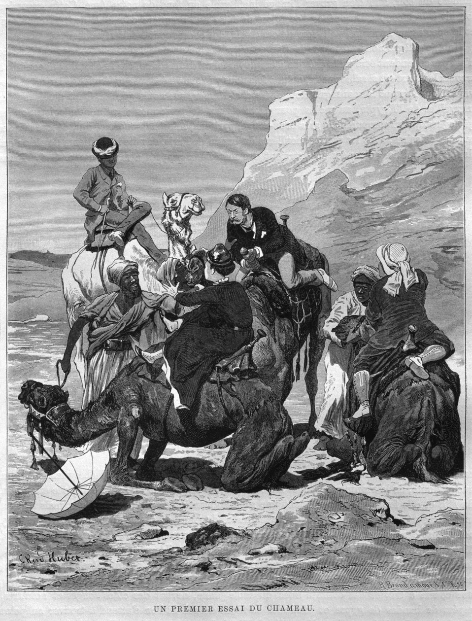 Tourists on camels back, from LEgypte by Georg Moritz Ebers, 1881 by German School