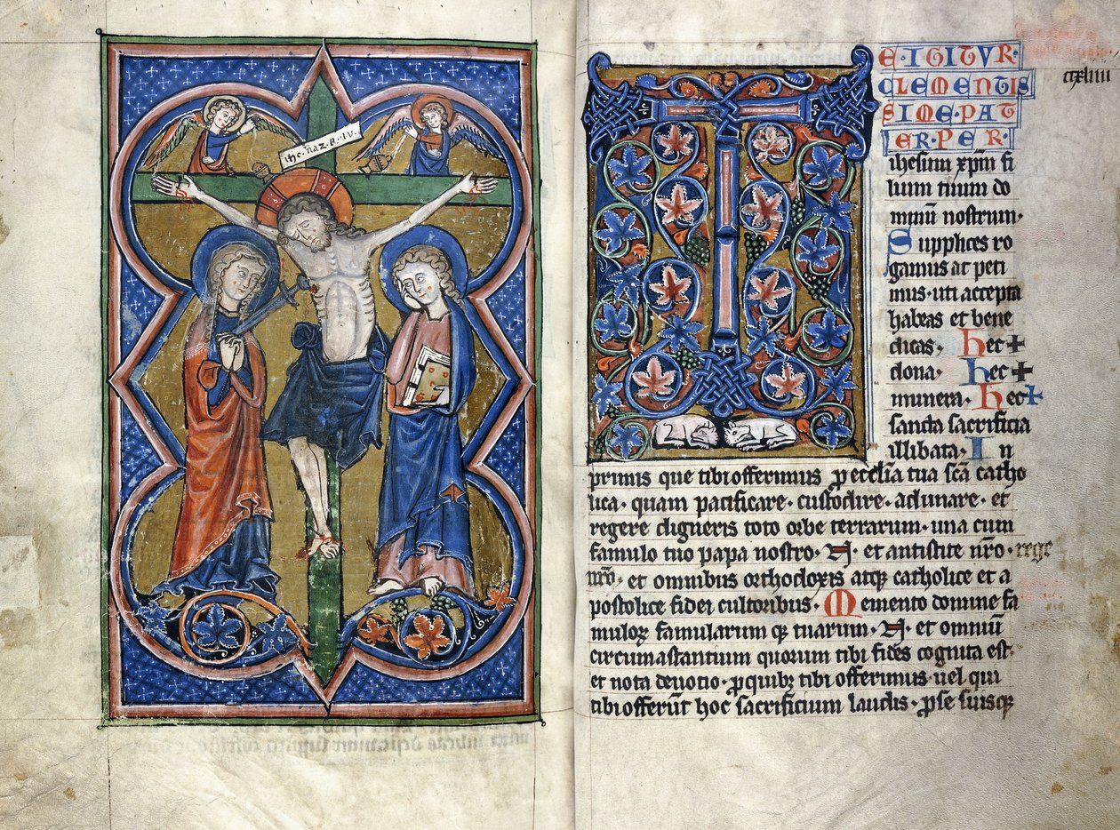Two pages from a thirteenth century Missale in Latin, from the Middle Rhine region by German School