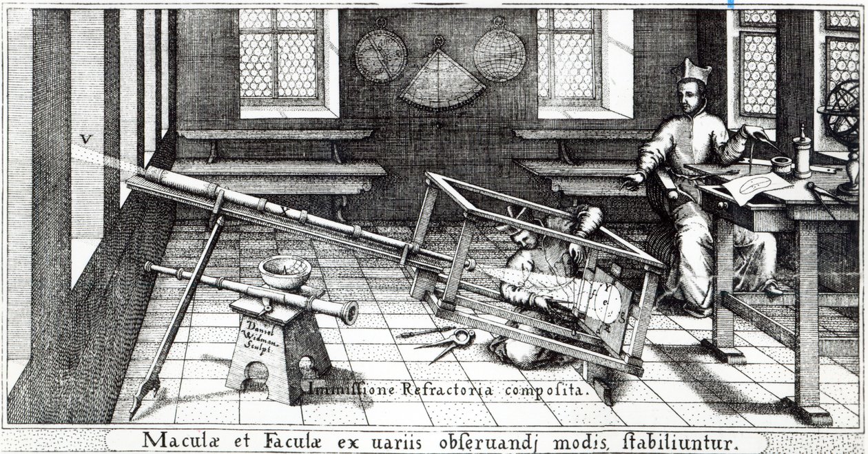 Various methods of observing sunspots, illustration from 